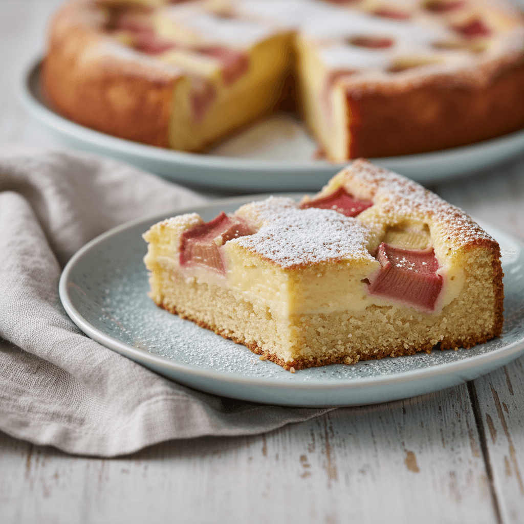 Best Rhubarb Custard Cake (Soft, Creamy & Easy!)