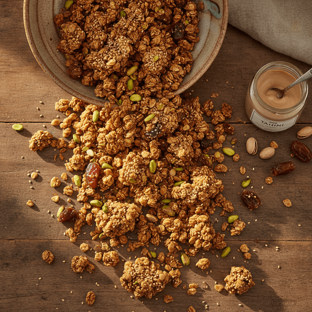 Golden Tahini & Pistachio Granola Recipe (The Best!)