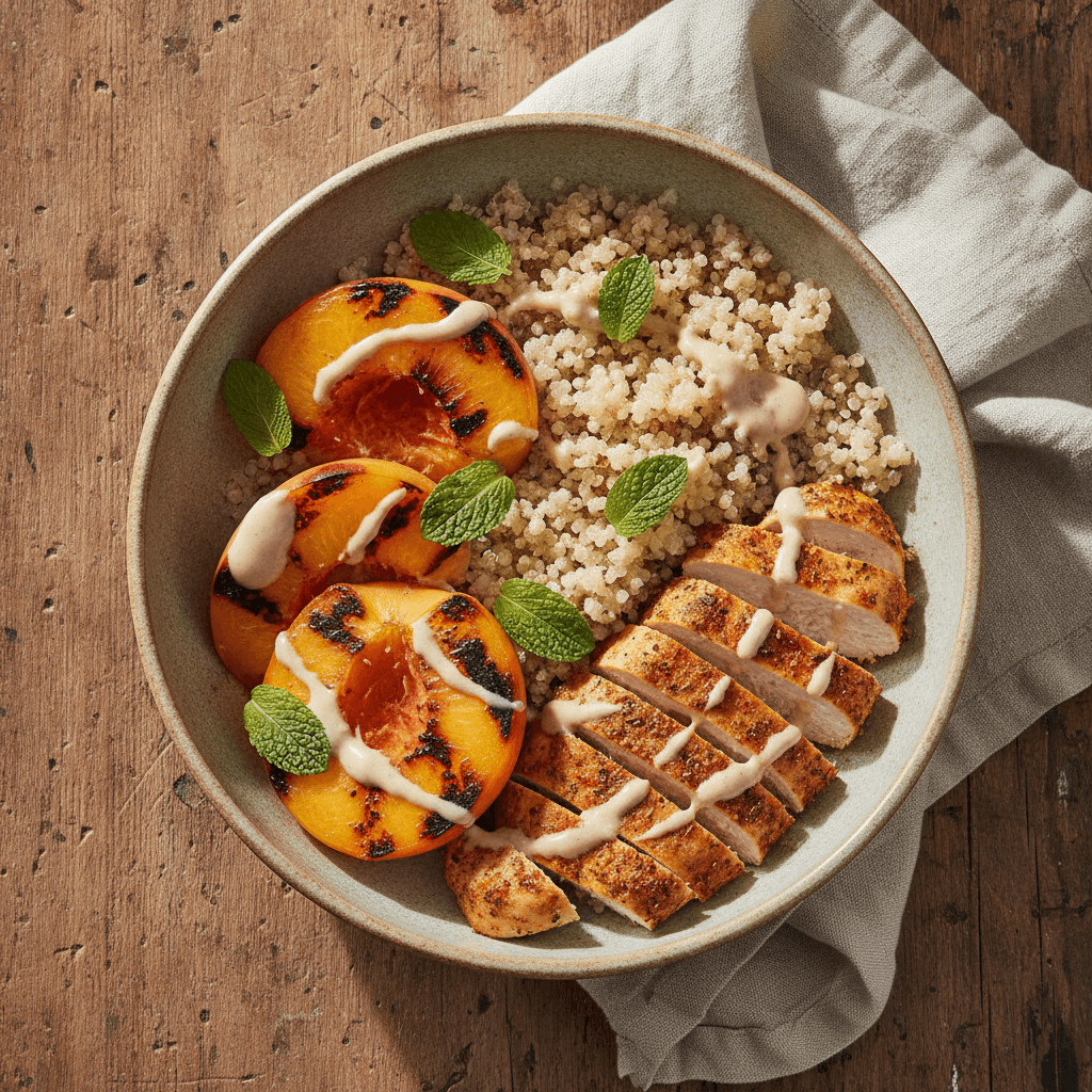 Easy Grilled Peaches Meal Prep Bowls (Make-Ahead Lunch!)