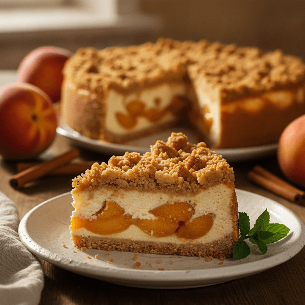 Creamy Peach Cobbler Cheesecake (Easy Recipe!)