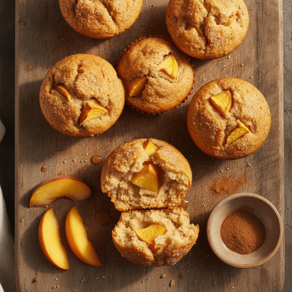 Easy & Moist Peach Muffins (Bakery-Style Recipe)
