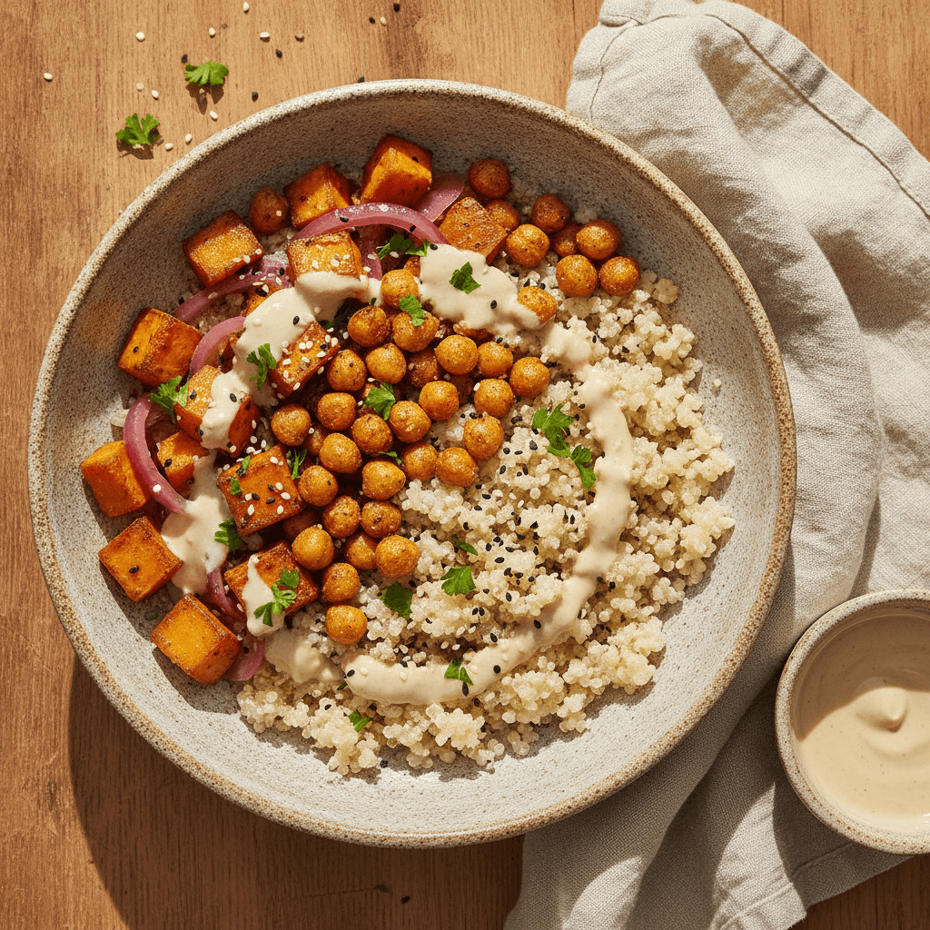 Ultimate Roasted Sweet Potato Bowl with Tahini Dressing