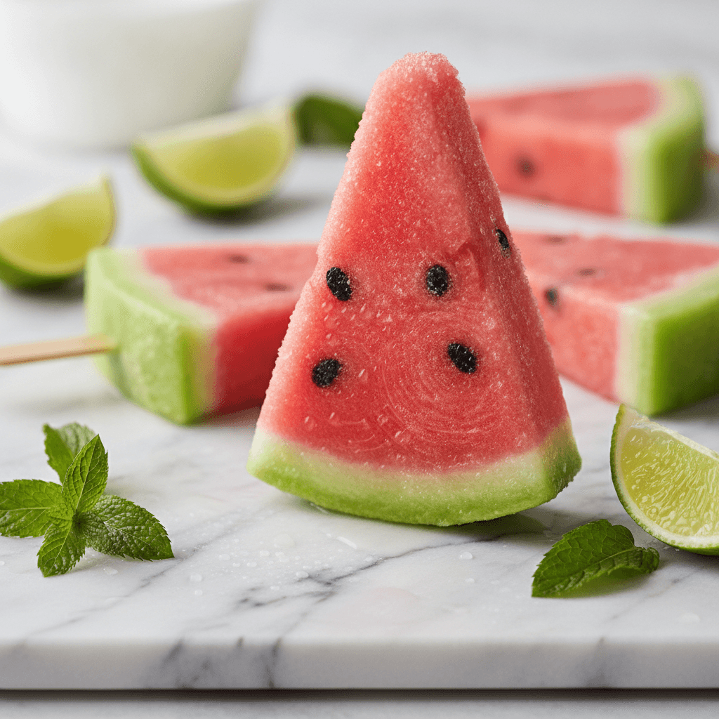 Easy Watermelon Popsicles with Mint & Lime