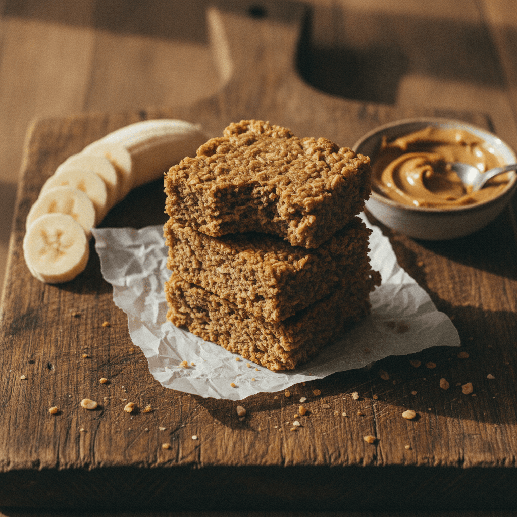 Easy 4 Ingredient Peanut Butter Banana Bars (Healthy!)