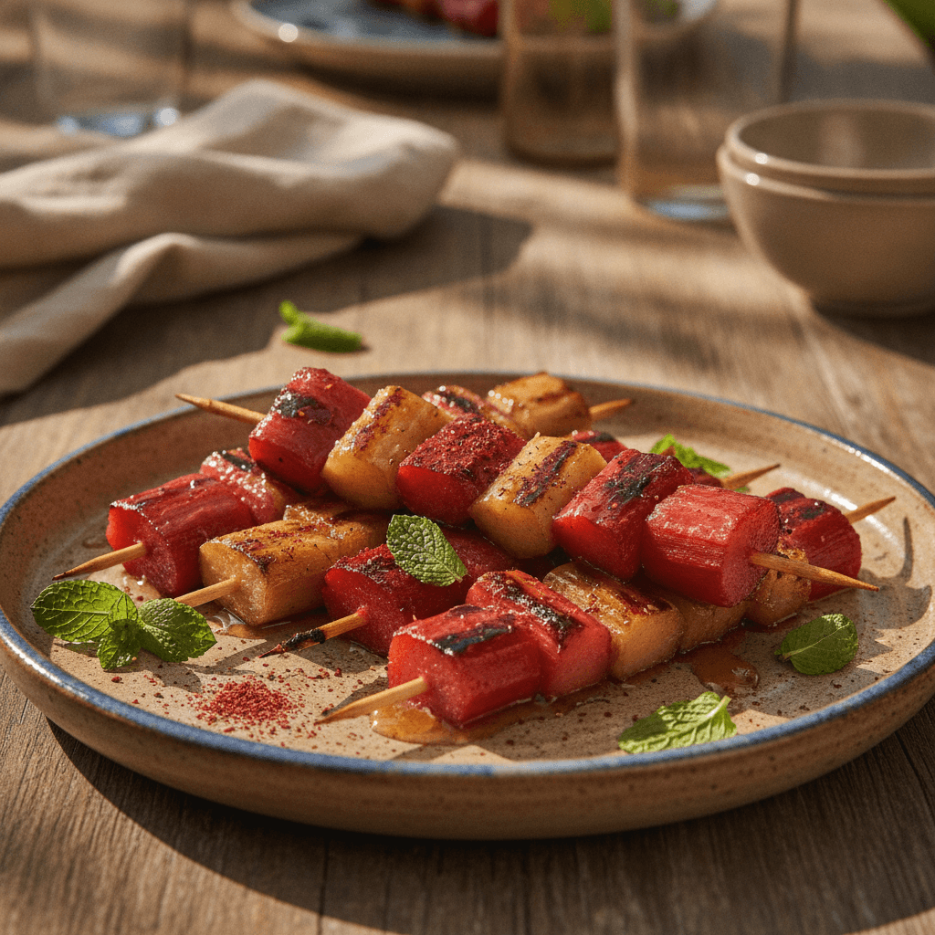 Best-Ever Grilled Rhubarb Skewers (Sweet & Smoky)