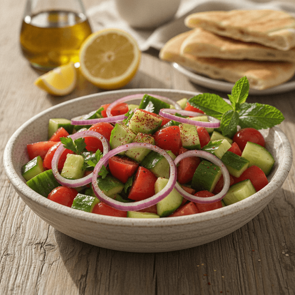 Easy Cucumber Tomato Onion Salad (Levantine Style)