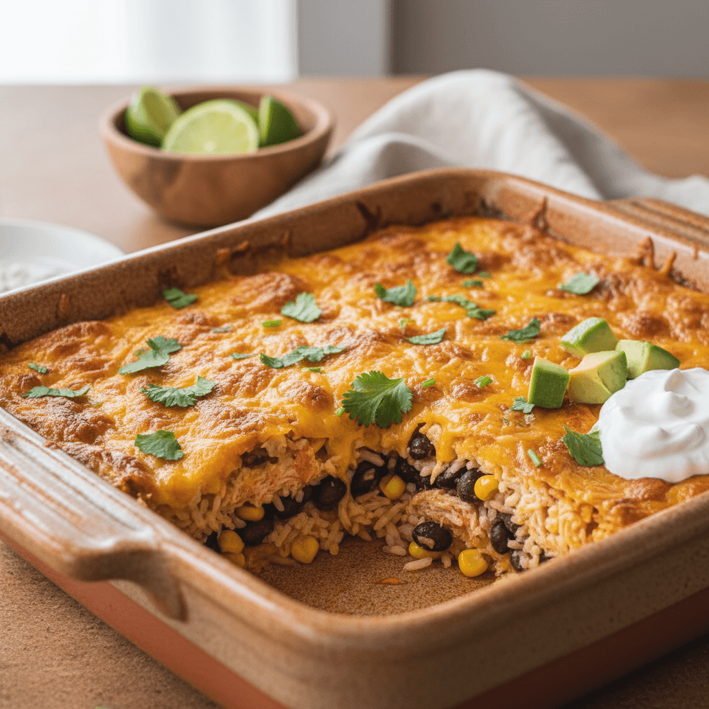 Easy Chicken Burrito Casserole (Flavorful & Healthy)