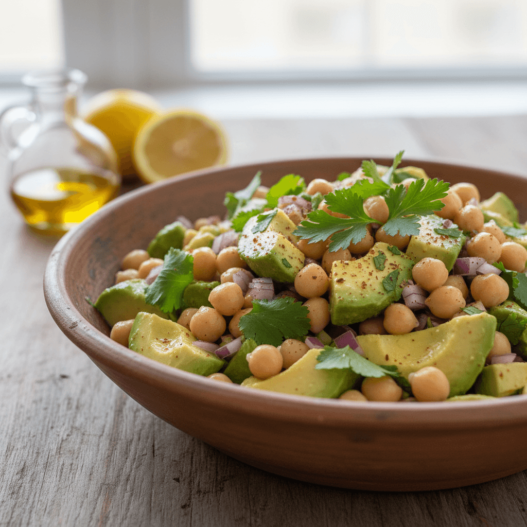 Easy Chickpea Avocado Salad with Lemon Dressing