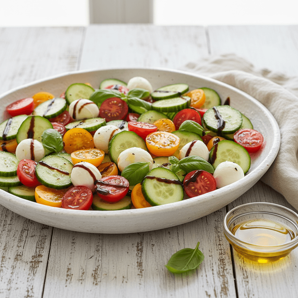 Easy Cucumber Caprese Salad (Refreshing & Quick)