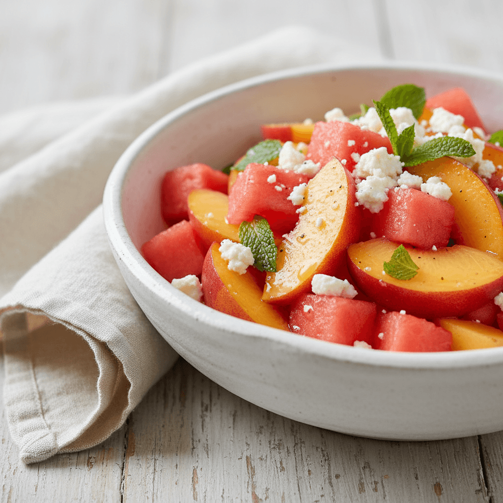 Easy Summer Peach Watermelon Salad (So Refreshing!)