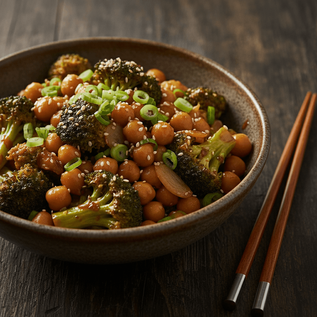 Quick Garlic Broccoli Stir Fry with Chickpeas (30 Min!)