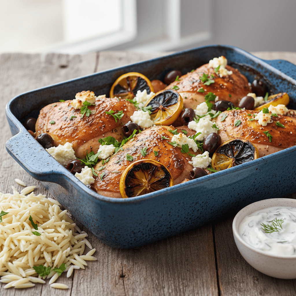 Authentic Greek Chicken with Lemon and Feta Recipe