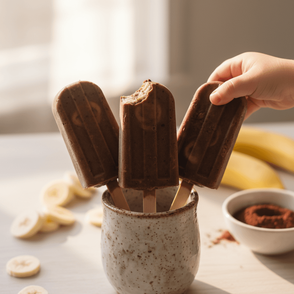 Healthy Chocolate Banana Popsicles for Toddlers (Easy, No Sugar)