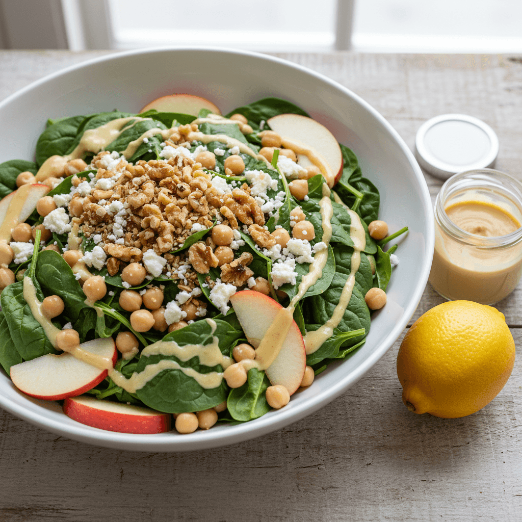 Healthy Spinach Apple Chickpea Salad (Easy Lunch Idea)