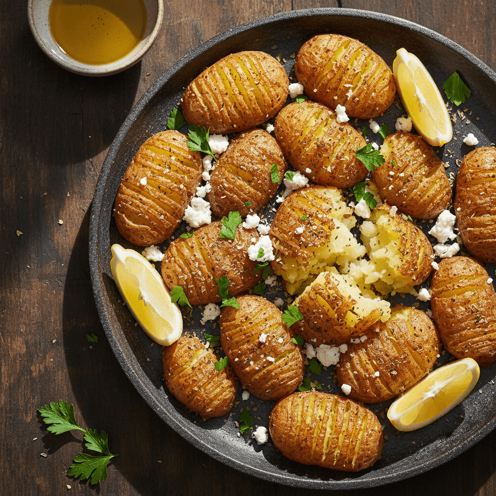 Truly Crispy Greek Potatoes with Lemon and Feta