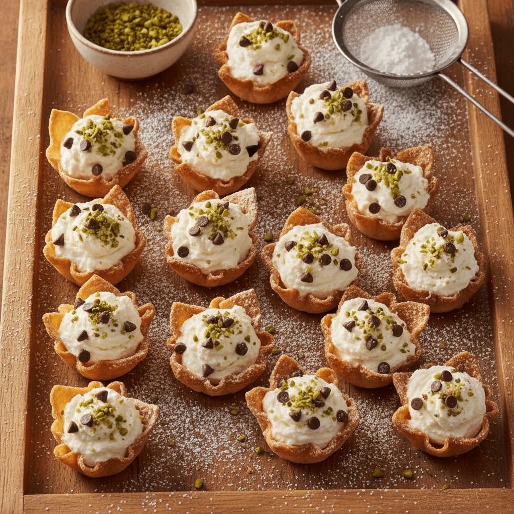 Easy Mini Cannoli Cups Recipe (No Frying!)