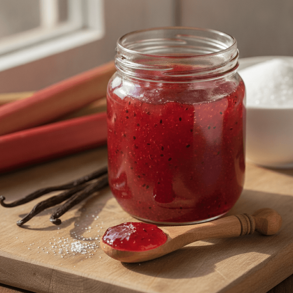 Easy Rhubarb Vanilla Bean Jelly Recipe