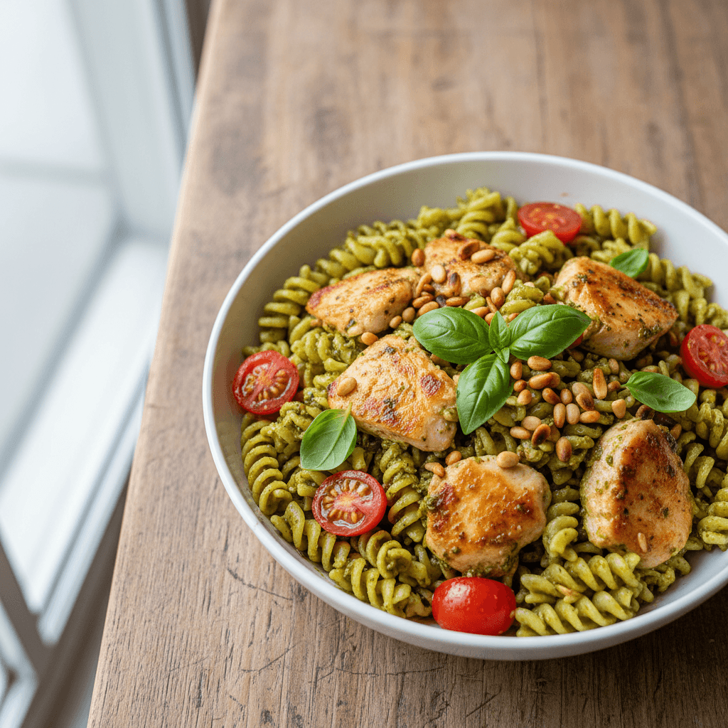 Best Summer Chicken Pesto Pasta with Tomatoes